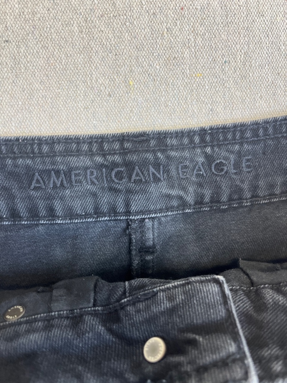American Eagle Black Denim Button Front Mini Skirt High Rise Size 2 - Picture 2 of 11